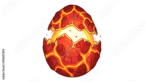 Pixel art of a cracked glowing lavalike egg