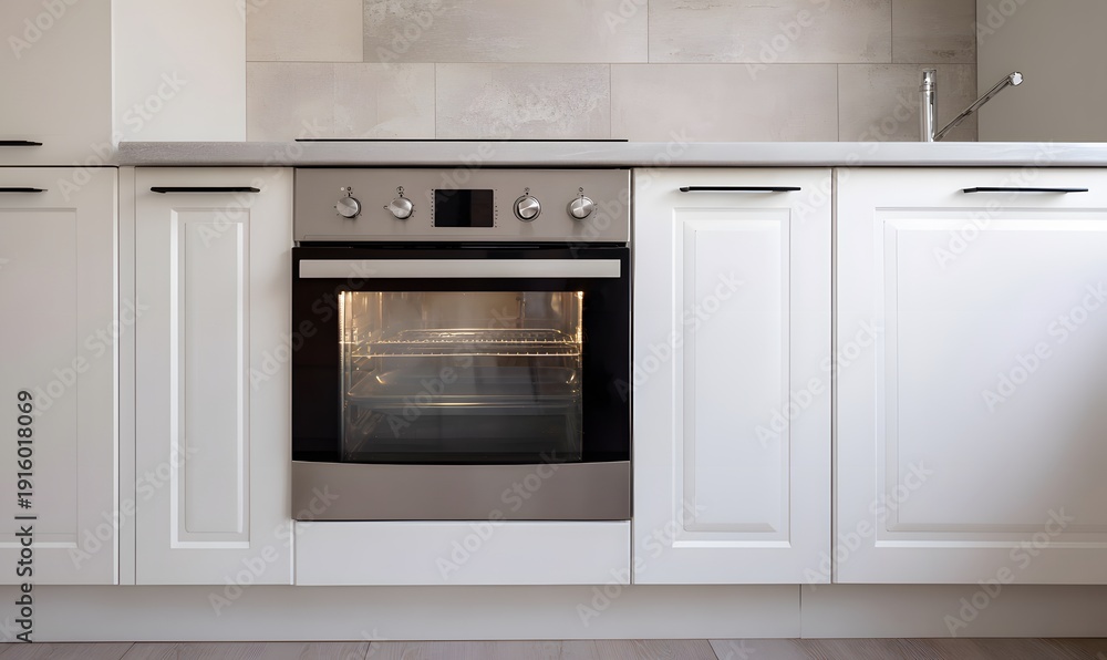 Fototapeta premium an oven in a white minimal kitchen