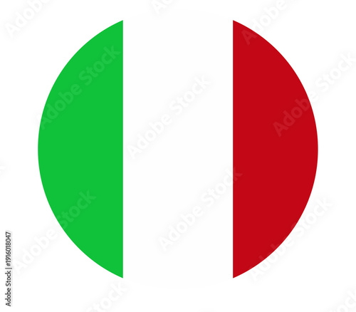 Fotografie Italian flag depicted in a circle, showcasing the iconic green, white, and red vertical tricolor