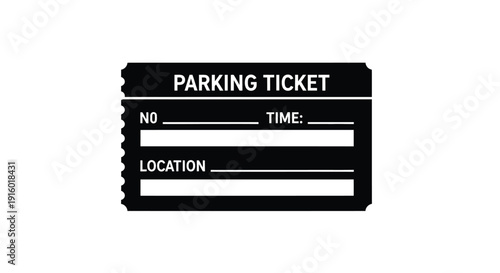 A black and white illustration of a blank parking ticket form