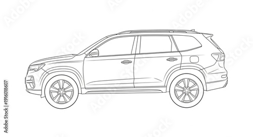 Sketch of a modern SUV vehicle side profile.