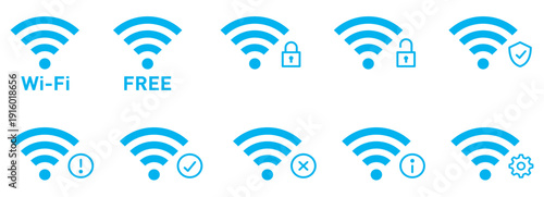 Wi-Fi電波アンテナマークアイコン情報水色