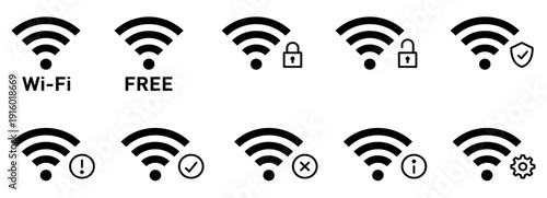 Wi-Fi電波アンテナマークアイコン情報黒