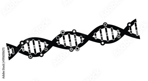 Simple black and white illustration of a dna double helix structure