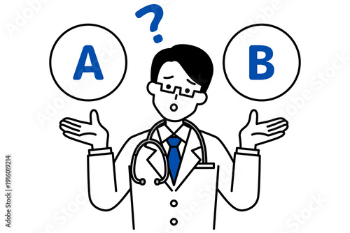AとBの選択肢を迷っている医師の男性
