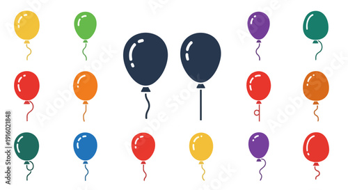 Colorful balloon icon set flat party balloons vector collection