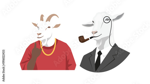 Stylish Goat Characters Hip Hop Style and Gentleman