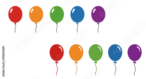 Colorful party balloon icon set flat helium balloons vector collection