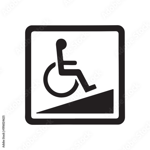 The wheelchair ramp sign isolated on white background
