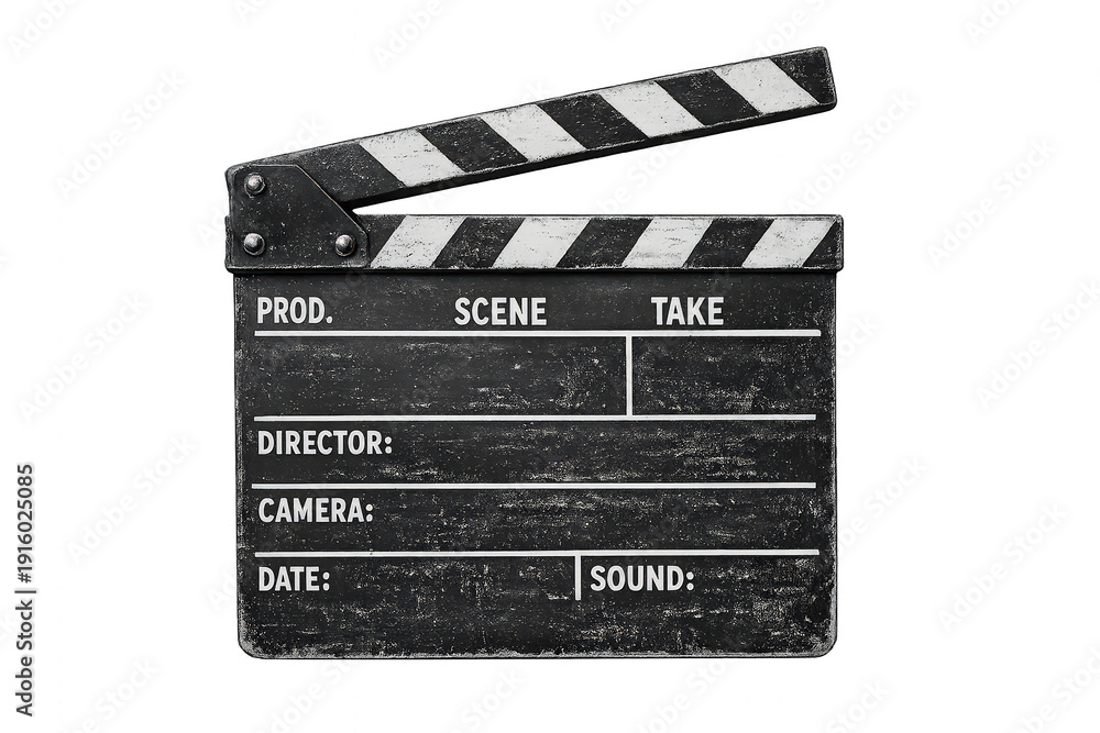 Obraz premium Clapperboard for film production, showing movie making and cinema industry concept, transparent background