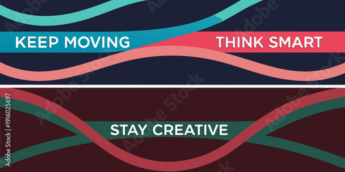 Motivational graphic with flowing lines and positive affirmations