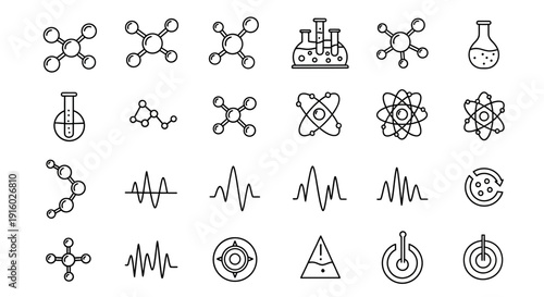 Set of Science and Technology Line Icons for Web and Mobile Applications.