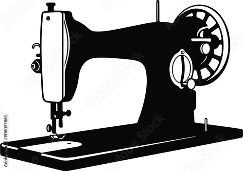 Classic Vintage Sewing Machine Silhouette Illustration