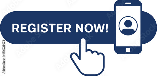 Register Now Button with Smartphone and Finger Cursor