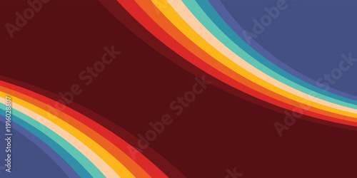 Simple abstract retro futuristic design in 70's style with colorful lines. Vector illustration. Funky technology background.