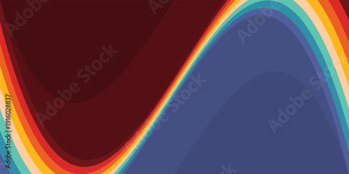 Simple abstract retro futuristic design in 70's style with colorful lines. Vector illustration. Funky technology background.