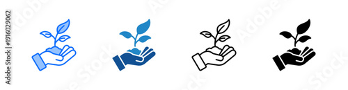 Eco Plant Multiple Style Icon Set 