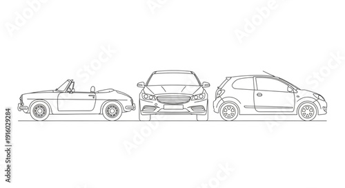 Three different car outlines shown from various angles.