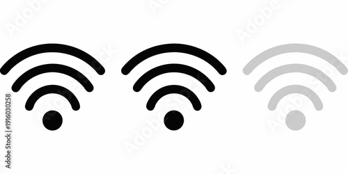 Three wifi signal strength icons varying from full to weak