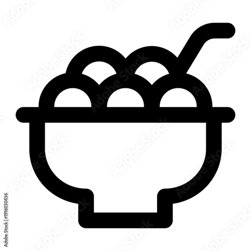 Icon of a bowl containing Tangyuan (glutinous rice balls) with a spoon.