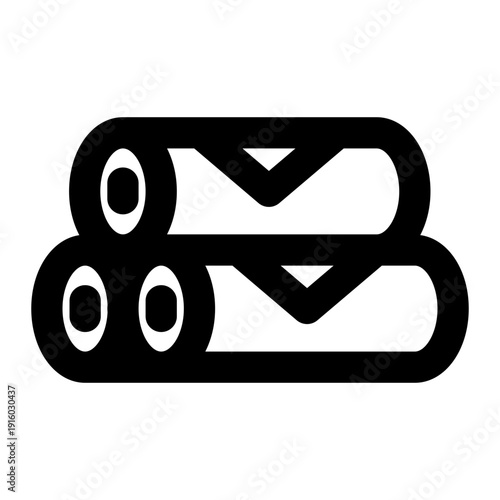 Simple line drawing of two stacked cylindrical spring rolls in a minimalist style.

