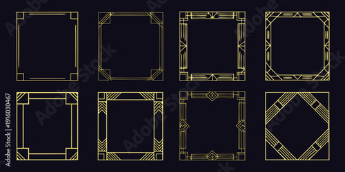 Collection of ornate gold frames and geometric art deco borders