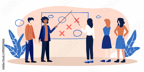 Team collaboration and strategic planning with a tic tac toe board