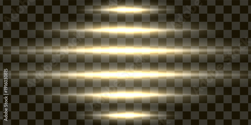 shining light with yellow gold color and horizontal position