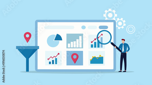 Data analysis and business growth visualization on a digital tablet screen