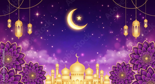 Illustration of Tabligh Akbar Banner and Celebration of Islamic Holidays