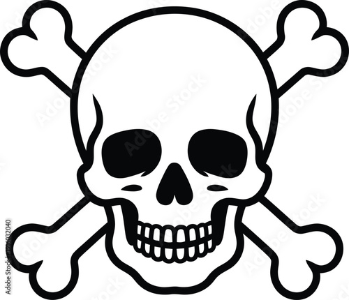 A simple black and white illustration of a skull and crossbones symbol.