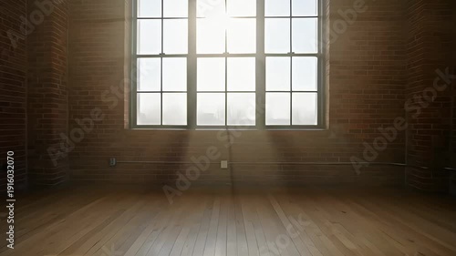 Wallpaper Mural Large window with light in room of loft architecture showing empty floor and interior Torontodigital.ca
