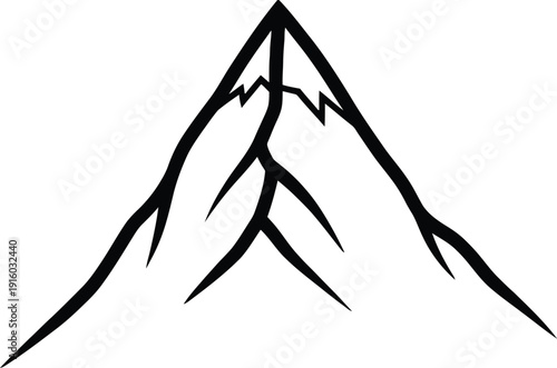 Simple line art illustration of a mountain peak on a white background.