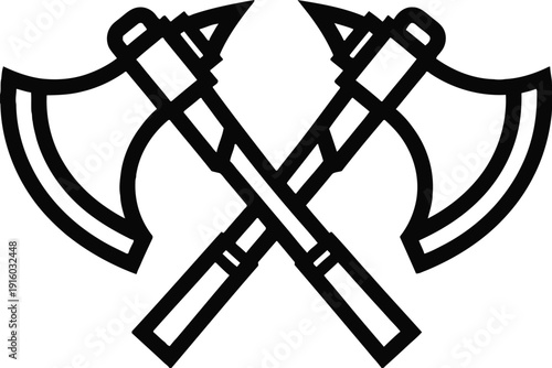 Crossed medieval battle axes symbolizing strength and warfare.