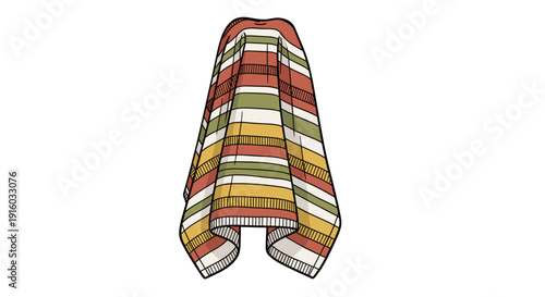 Colorful striped hand towel hanging isolated on a plain white background, showcasing vibrant autumn hues and soft texture
