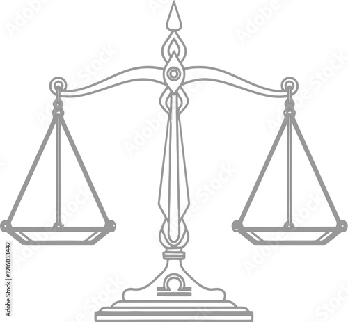 A simple line drawing of a classic balance scale symbolizing justice and fairness.