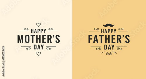 Mother's day vector illustration with happy father's day comparison