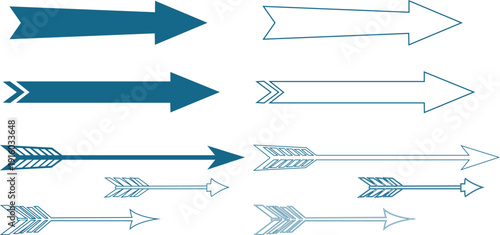 Teal and white arrow and arrow-like shapes for navigation, and conceptual use