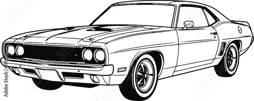 Vintage muscle car illustration on a clean white background