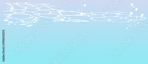 水面のシルエットの背景イラスト　海　水中