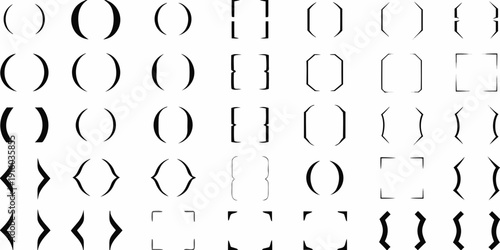 Abstract arrangement of brackets and parentheses in a digital matrix