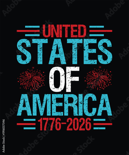 USA 250th Anniversary T-shirt Design, United States of America 1776–2026