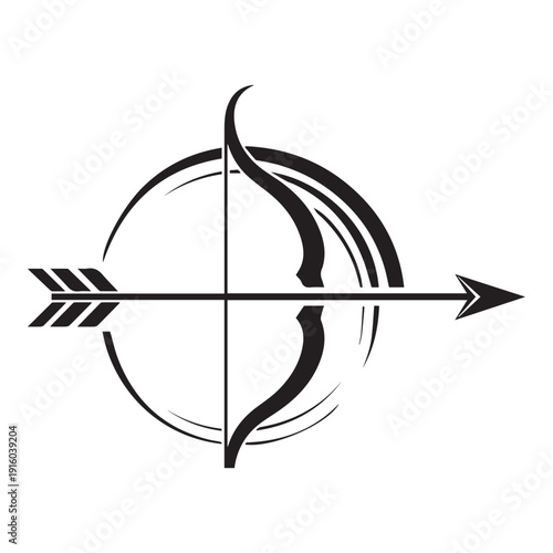 Archery logo icon Silhouette vector black on a white background