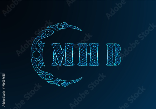 Fotografie Low poly letter logo MHB design