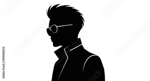 Silhouette of a stylish man with sunglasses and spiky hair.