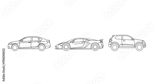 Three different types of car outlines shown side by side.