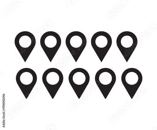 Location pin icon. Map pin place marker. Location icon. Map marker pointer icon set. GPS location symbol collection. Flat style - stock vector.