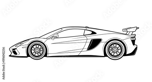 Lamborghini Sports Car Line Drawing.