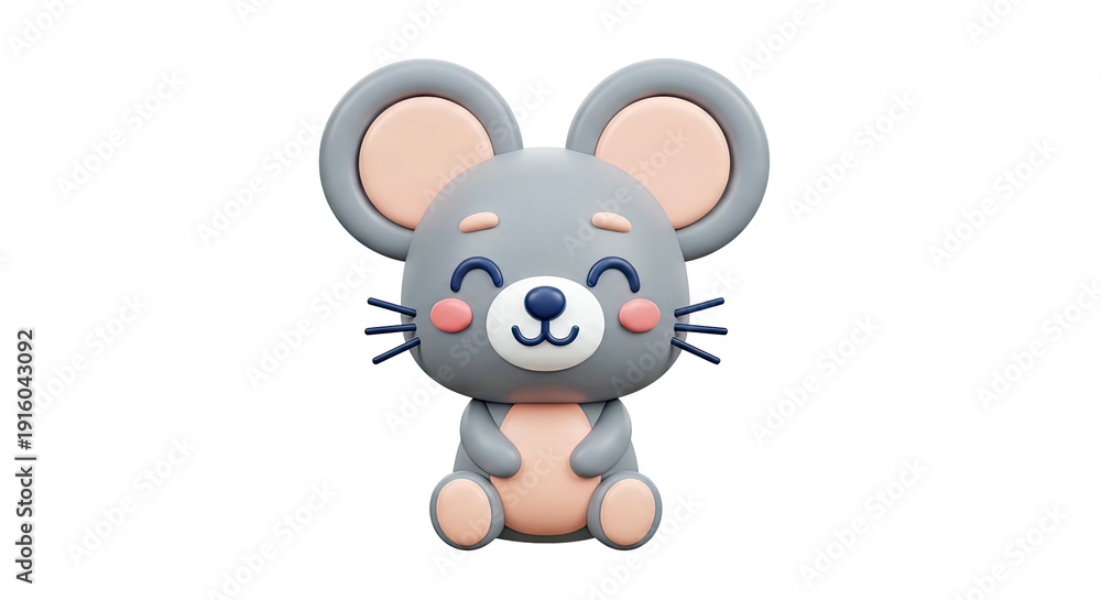 Obraz premium Cute 3D Cartoon Mouse Character