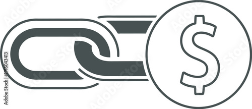 Financial connection chain link with dollar sign symbol, business economy concept, modern illustration for finance and commerce